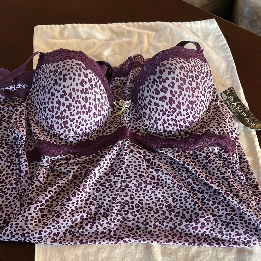 Rampage Purple Full-Coverage Bra with Leopard Print